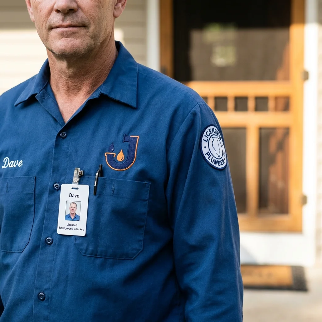 Licensed plumber showing ID badge in Parkston, SD