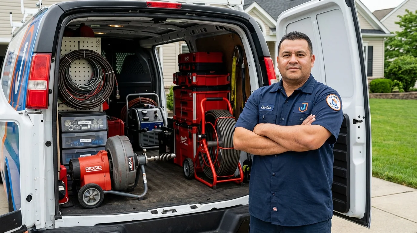 Professional drain cleaning equipment and Johns Plumbing LLC plumber in Parkston